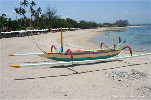 Bali colourfull boat on beach