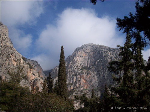 Delphi Greece mountains and trees