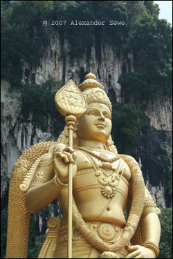 Gold statue outside Batu caves Malaysia