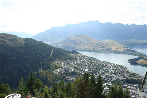 Overlooking Queenstown from top of mountain